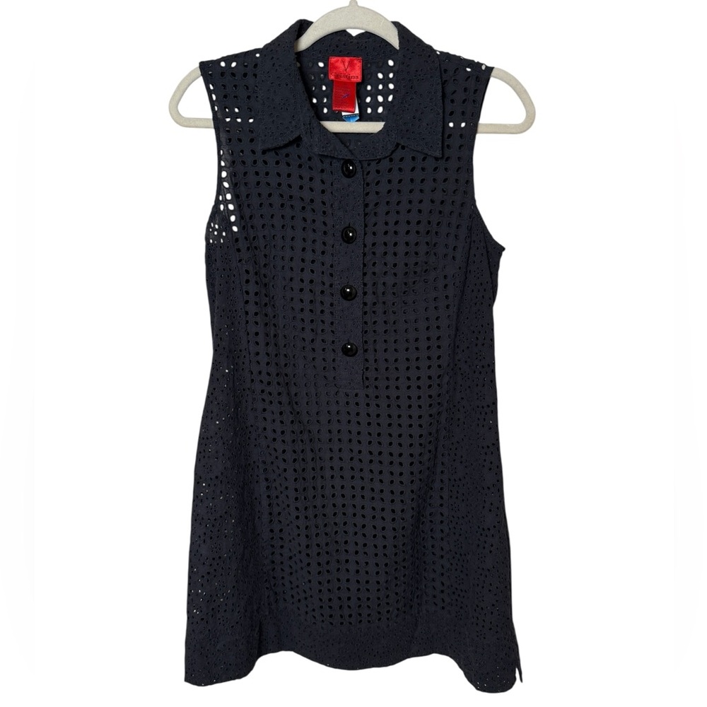 V Christina Black Eyelet Button Down Shirt